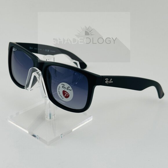 New Ray-Ban RB4165 622/T3 Justin Sunglasses Polarized Gray Lens Black Frame - Picture 4 of 10